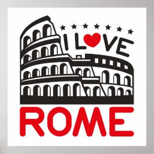 Poster J'aime Rome Italie Colisée Voyage