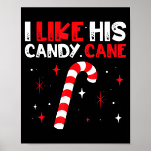 Poster J'aime son couple de cannes de bonbon Noël assorti