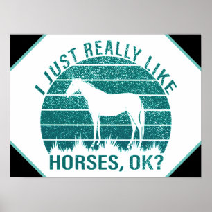 Poster J'aime vraiment beaucoup les chevaux en vert marin