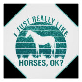 Poster J'aime vraiment les chevaux en vert marin (Devant)