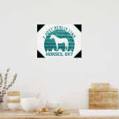 Poster J'aime vraiment les chevaux en vert marin (Cuisine)