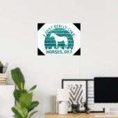 Poster J'aime vraiment les chevaux en vert marin (Bureau à domicile)