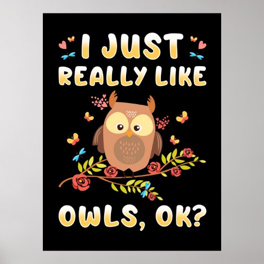 Poster J'Aime Vraiment Les Chouettes Ok (Devant)