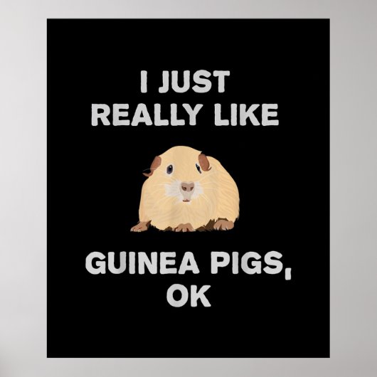 Poster J'Aime Vraiment Les Cochons De Guinée Ok Drôle Coc (Devant)