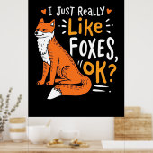 Poster J'aime Vraiment Les Renards (Cuisine)