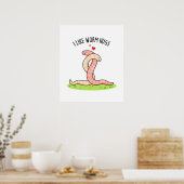 Poster J'Aime Worm Hugs Funny Warm Worm Pun (Cuisine)
