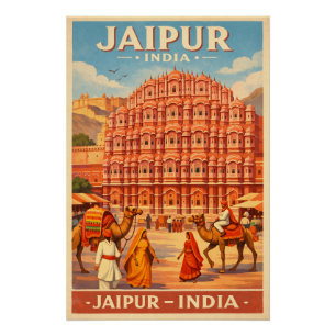 Poster Jaipur, Inde, dans un style rétro classique