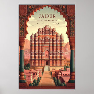 Poster Jaipur Inde - Ville des Palais Voyage Rétro