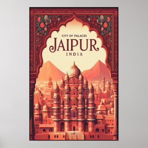 Poster Jaipur Inde - Ville des Palais Voyage Vintage