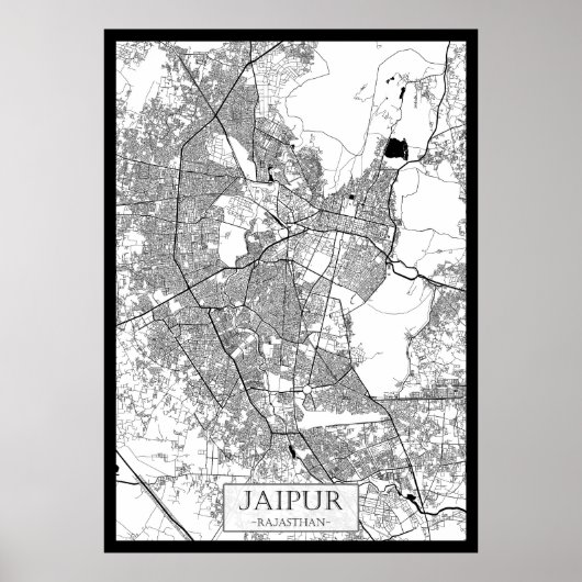Poster Jaipur Rajasthan Map (Devant)