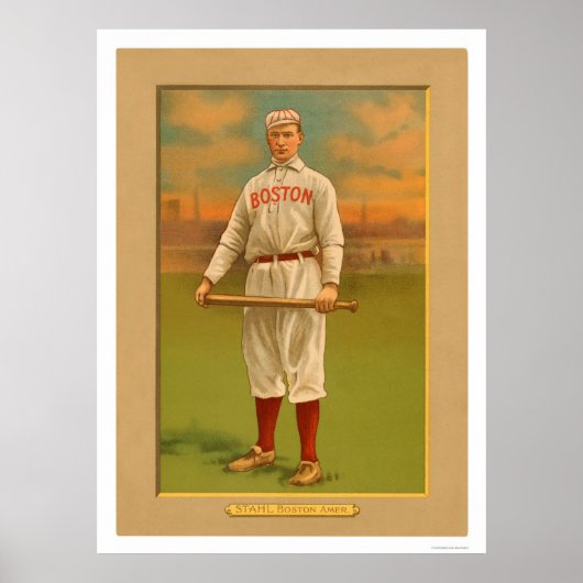 Poster Jake Stahl Red Sox Baseball 1911 (Devant)