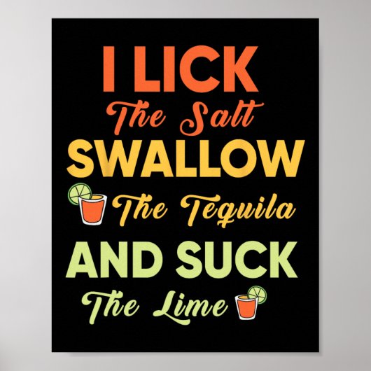 Poster J'Allume Le Sel Avaler La Tequila Boire Cinco (Devant)