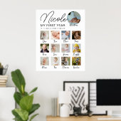 Poster Jalon Bébé Première année 12 mois Collage photo (Bureau à domicile)