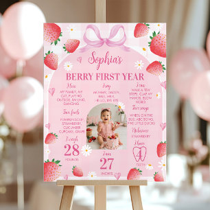 Poster Jalon de première photo d'anniversaire de fraise