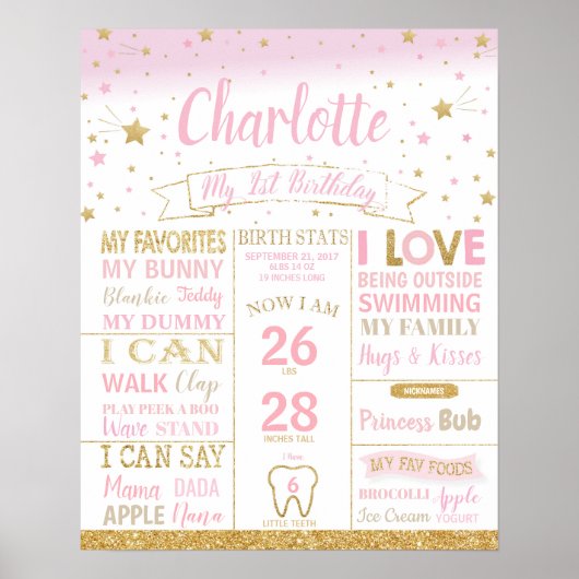 Poster Jalon du premier anniversaire des étoiles scintill (Devant)