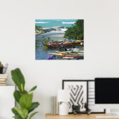 Poster Jamaïque Bateaux de pêche Negril River Photographi (Bureau à domicile)