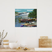 Poster Jamaïque Bateaux de pêche Negril River Photographi (Cuisine)