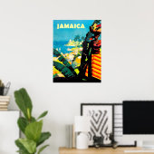 Poster Jamaïque, Jamaïcaine avec corbeille de fruits (Bureau à domicile)