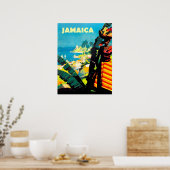Poster Jamaïque, Jamaïcaine avec corbeille de fruits (Cuisine)