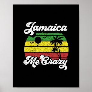 Poster Jamaïque Me Crazy Rasta Roots Rock Reggae Jamaïcai