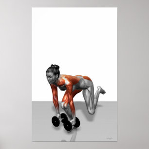 Poster Jambe simple Deadlift 2 d'haltère