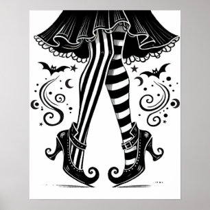 Poster Jambes de sorcière noir et blanc Fantaisie d'Hallo