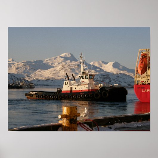 Poster James Dunlap Tugboat en hollandais Harbour, Alaska (Devant)