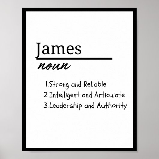 Poster James, Garçon Nom Personnalisé Définition (Devant)