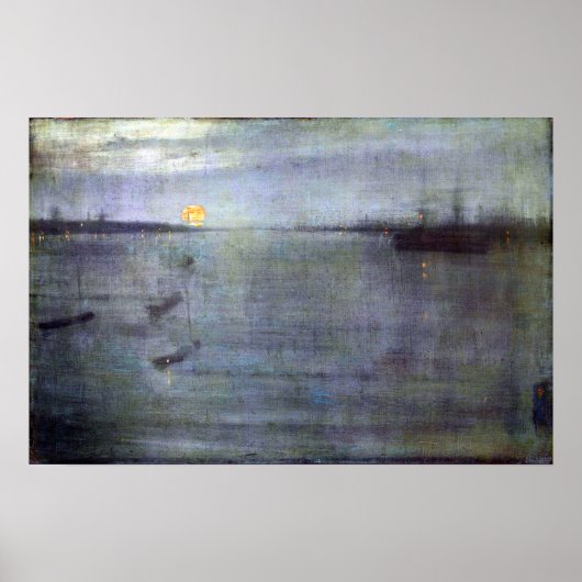 Poster James McNeil Whistler Nocturne en bleu et or (Devant)