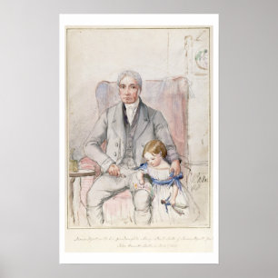 Poster James Wyatt avec sa grande fille Mary, Ancien Chi