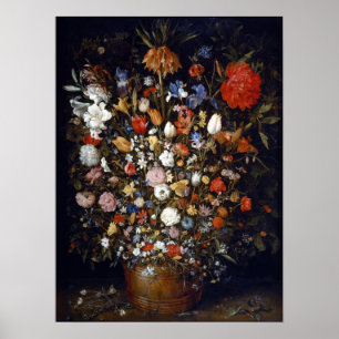 Poster Jan Brueghel, l'aîné des fleurs dans un bateau en 