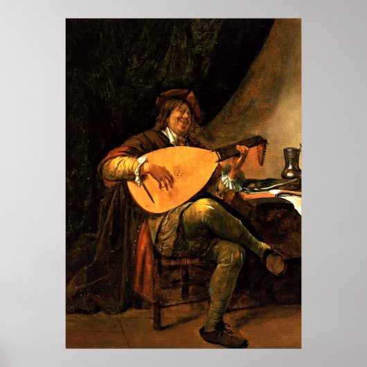 Poster Jan Steen : L'auto-portrait en luteniste (Devant)