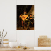 Poster Jan Steen : L'auto-portrait en luteniste (Cuisine)