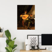 Poster Jan Steen : L'auto-portrait en luteniste (Bureau à domicile)