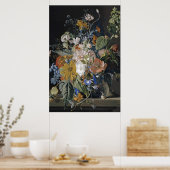 Poster Jan Van Huysum - Poppies, Hollyhock, Morning Glory (Cuisine)