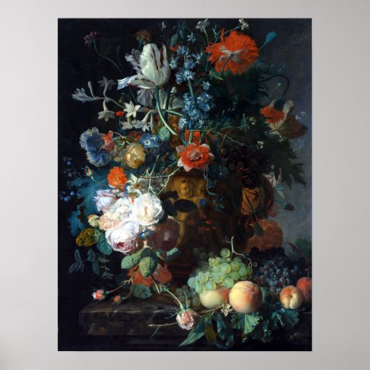 Poster Jan van Huysum Still Life with Flowers and Fruit (Devant)