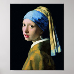 Poster Jan Vermeer Girl Avec Une Perle Élevant L'Art Baro