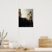 Poster Jan Vermeer, jeune femme avec un collier de perles (Cuisine)