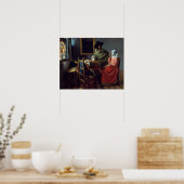 Poster Jan Vermeer - Le verre de vin (Cuisine)