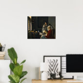 Poster Jan Vermeer - Une fille interrompue à sa musique (Bureau à domicile)