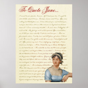 Poster Jane Austen cite Fierté et préjugés, Emma, S&S