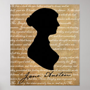 Poster Jane Austen Page Silhouette