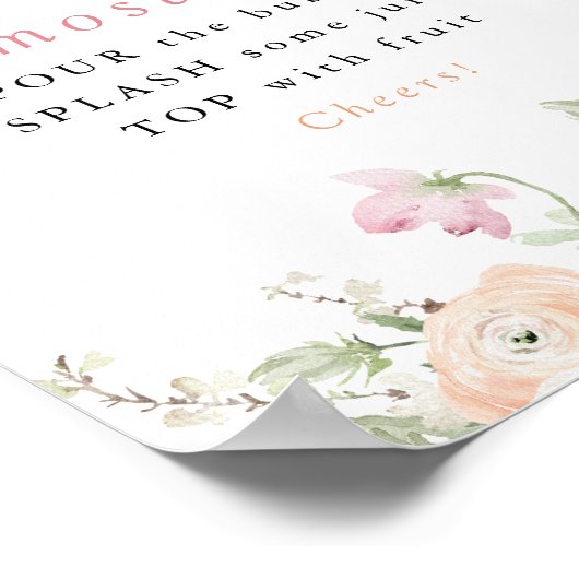 Poster JANE Blush Pétales Floraux & Prosecco Mimosa Bar (Coin)