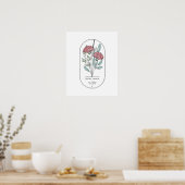 Poster Janvier Carnation Fleur de naissance Imprimer (Cuisine)
