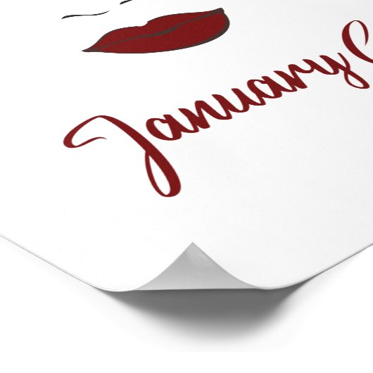 Poster Janvier Fille Yeux mignonnes lèvres rouges Wink An (Coin)