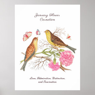 Poster Janvier Mois de naissance Fleur Anniversaire Cadea