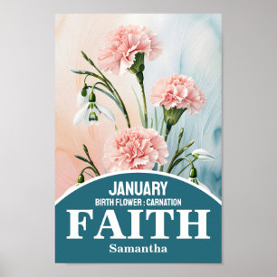 Poster Janvier Mois de naissance Fleur Christian Mur Art