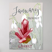Poster Janvier Snowdrops et Garnet Anniversaire (Devant)