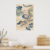 Poster Japanese Dragon Ukiyo-e Art Print Edo-Period Cloud (Cuisine)