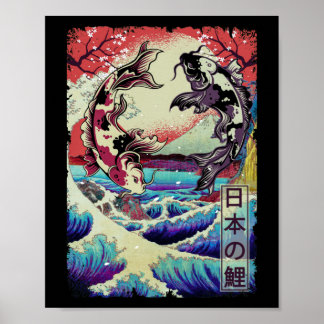 Poster Japanese Koi Fishes Great Wave off Kanagawa